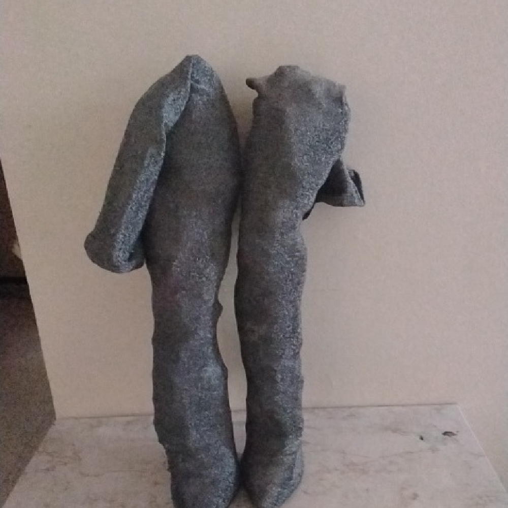 Shiny Grey Thigh High Boots